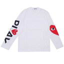 100{ۏ vC RfM\ PLAY COMME des GARCONS MENS SLEEVE 2HEART LS TEE TVc WHITE zCg  Y Vi 202001040