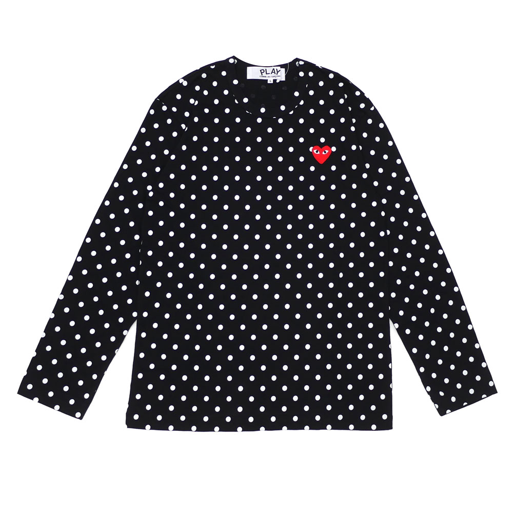 楽天FRESH STORE100％本物保証 新品 プレイ コムデギャルソン PLAY COMME des GARCONS MENS DOT RED HEART L/S TEE 長袖Tシャツ BLACK ブラック 黒 メンズ