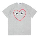 100{ۏ Vi vC RfM\ PLAY COMME des GARCONS MENS HEART OUTLINE TEE TVc GRAY O[ DF Y