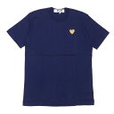 100{ۏ Vi vC RfM\ PLAY COMME des GARCONS MENS GOLD HEART ONE POINT TEE TVc NAVYxGOLD Y