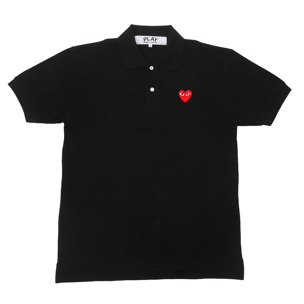 楽天FRESH STORE100％本物保証 新品 プレイ コムデギャルソン PLAY COMME des GARCONS MENS RED HEART POLO SHIRT ポロシャツ BLACKxRED メンズ 新作