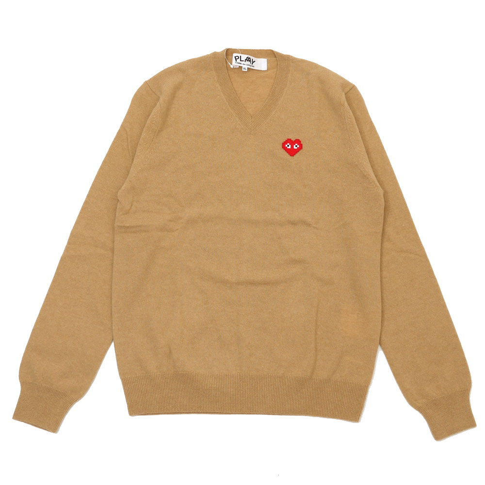 100%本物保証 新品 プレイ コムデギャルソン PLAY COMME des GARCONS x インベーダー Invader V Neck Sweater ...
