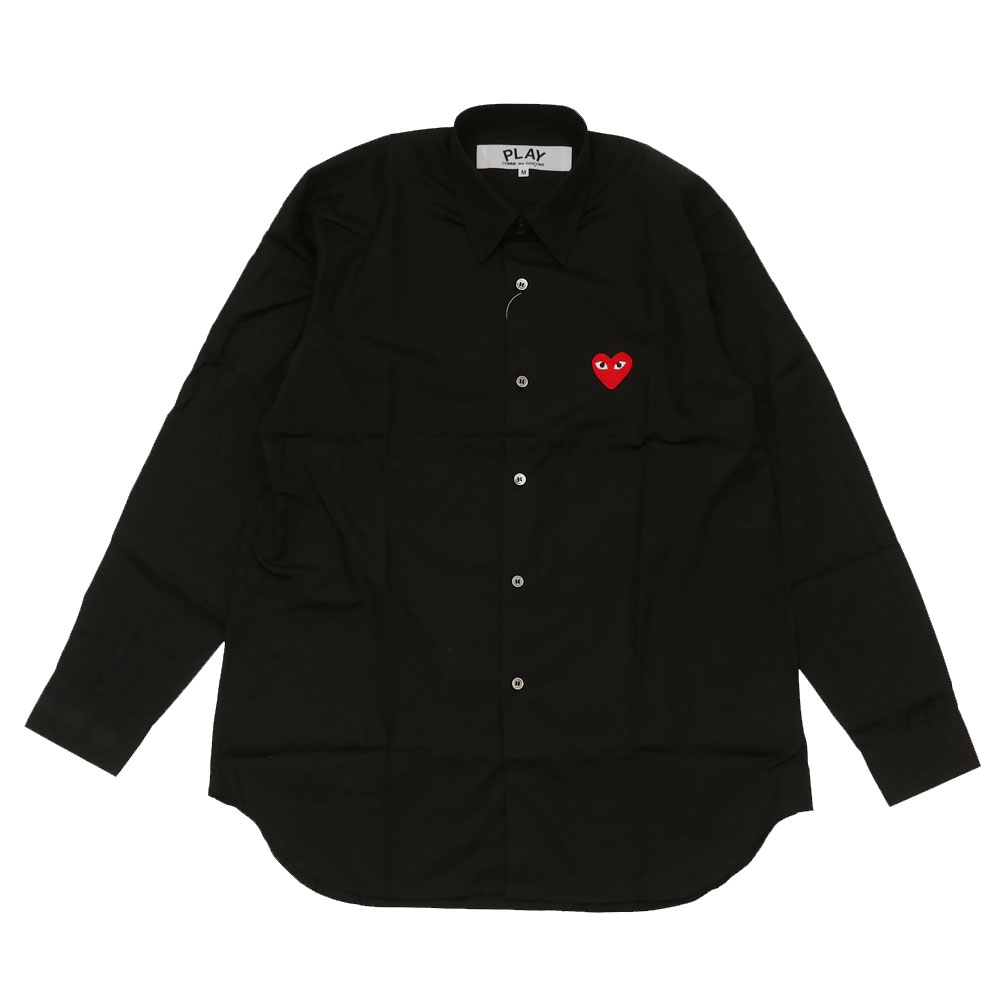 100{ۏ Vi vC RfM\ PLAY COMME des GARCONS Red Heart L/S Shirt Vc BLACK ubN  Y