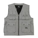 100{ۏ Vi Xe[V[ STUSSY Houndstooth Work Vest xXg 璹iq BLACK ubN  Y