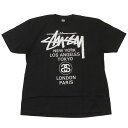 100{ۏ Vi Xe[V[ STUSSY WORLD TOUR TEE TVc BLACK ubN  Y