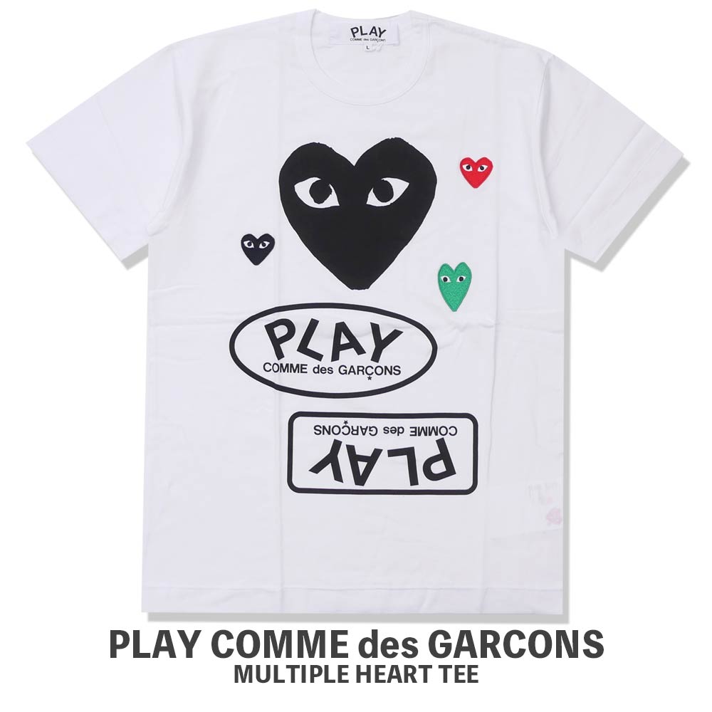 楽天FRESH STORE100％本物保証 新品 プレイ コムデギャルソン PLAY COMME des GARCONS MULTIPLE HEART TEE Tシャツ メンズ レディース 半袖 ワッペン ハート ロゴ クルーネック カットソー 日本製 ギャルソン 入手困難 AX-T282-051 半袖Tシャツ