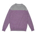 100%本物保証 ユニフォームエクスペリメント uniform experiment BORDER CREW NECK KNIT ボーダー クルーネック ニット GRAYxPURPLE メンズ サイズ3 334000395 【中古】 (TOPS)(4)