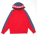 100{ۏ Supreme Vv[ 18FW Panelled Hooded Sweatshirt XEFbg p[J[ t[fB[ RED bh Y STCY yÁz 2018FW (SWT/HOODY)