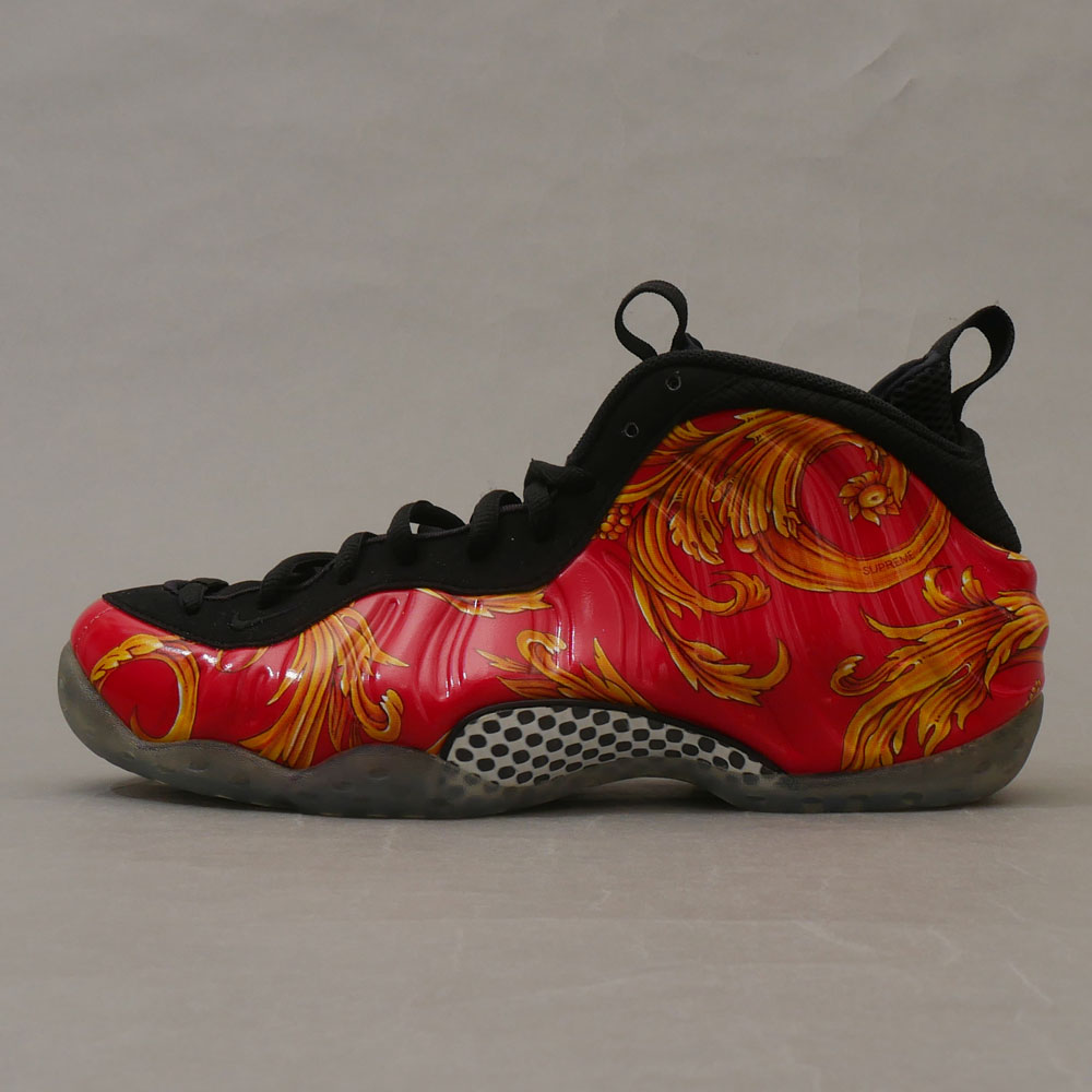 楽天FRESH STORE100％本物保証 新古品/未使用 シュプリーム SUPREME x ナイキ NIKE AIR FOAMPOSITE 1 SUPREME SP エアフォーム ポジット SPORT RED/BLACK-METALLIC GOLD 652792-600 メンズ 27.5cm （フットウェア）