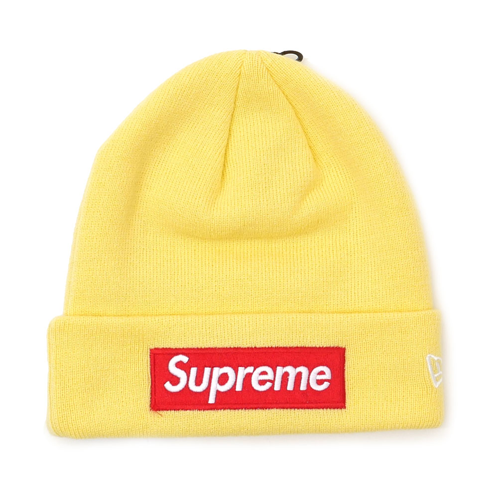 100％本物保証 新古品/未使用 シュプリーム SUPREME 22FW New Era Box Logo Beanie ニューエラ ボックスロゴビーニー PALE YELLOW イエロー メンズ レディース FREEサイズ 2022FW (ヘッドウェア)