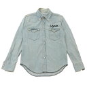 100{ۏ R}A WACKO MARIA DENIM L/S SHIRT fj Vc BLUE u[ Y STCY yÁz (TOPS) FS01