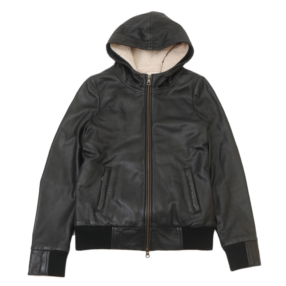 100％本物保証 カージュ シップス KHAJU SHIPS LEATHER HOODED JACKET レザー フード ジャケット レディース【中古】羊革 (OUTER)