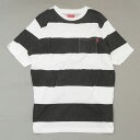 100％本物保証 シュプリーム SUPREME Large Stripe Pocket Tee ボーダー ポケット Tシャツ メンズ (半袖Tシャツ)