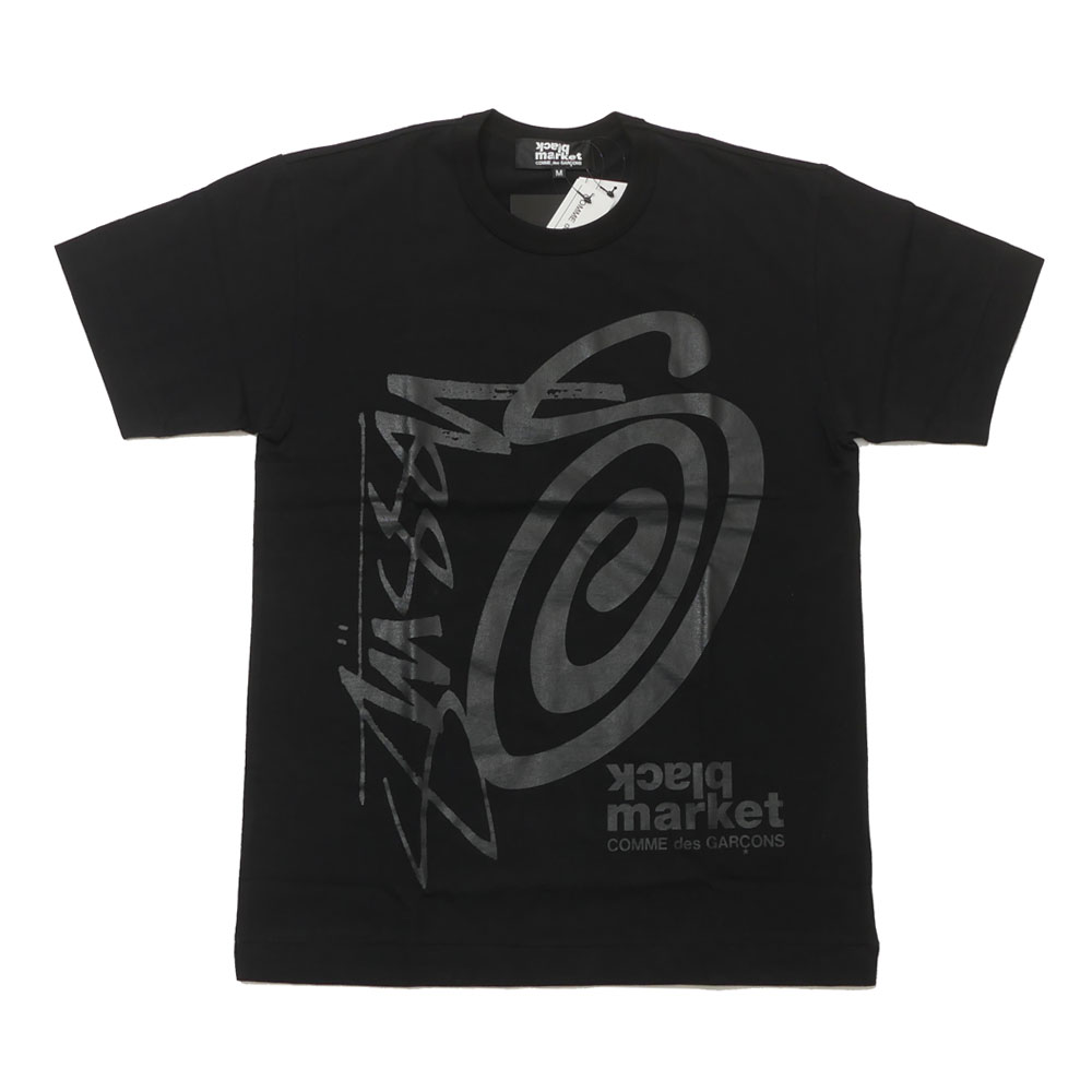 100％本物保証 新品 ステューシー STUSSY x コムデギャルソン COMME des GARCONS black market TEE Tシャツ BLACK メンズ Mサイズ (半袖Tシャツ)