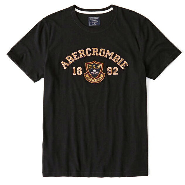 Abercrombie & Fitch アバクロ ビンテージ加工 アップリケロゴ Tシャツ 黒　272