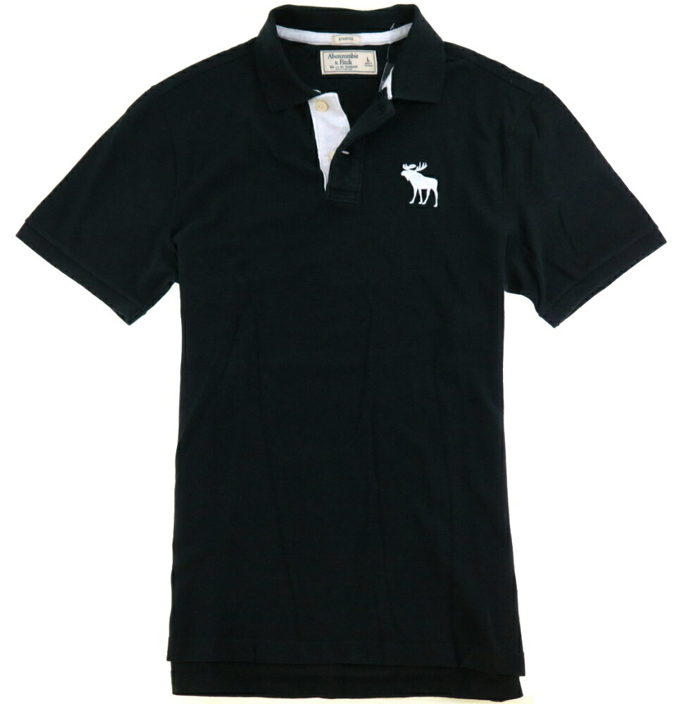 Abercrombie & Fitch アバクロ 鹿の子 ムース ポロシャツ 黒ブラック 285