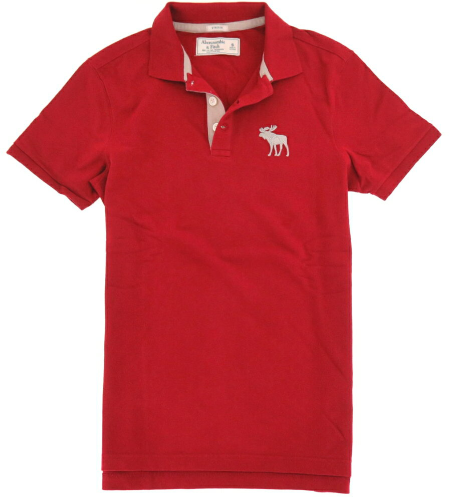 Abercrombie & Fitch アバクロ 鹿の子 ムース ポロシャツ 赤・生成ムース 286
