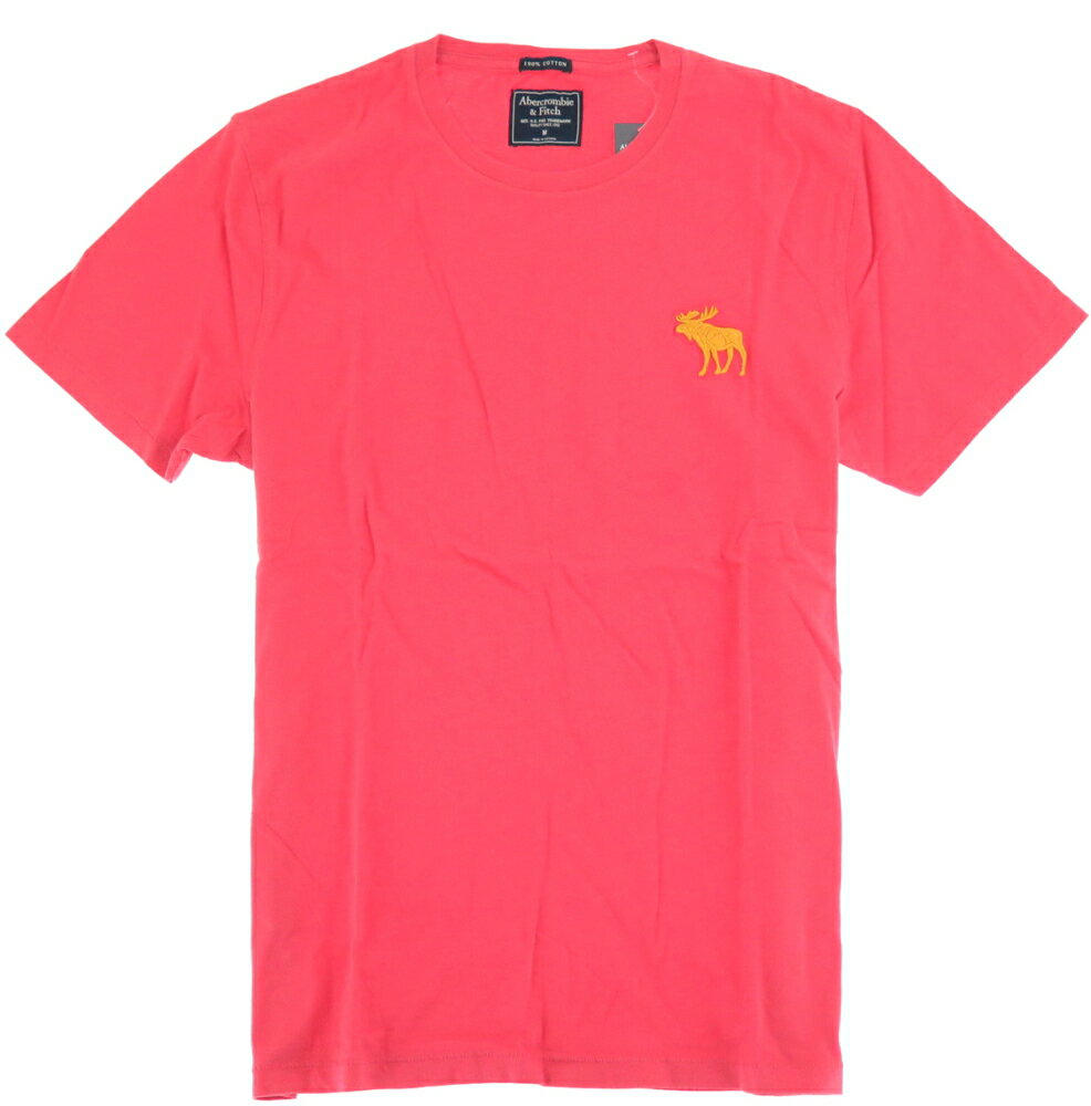 アバクロ Abercrombie & Fitch ビンテージ加工 ビッグムースワンポイント Tシャツ 319 朱 / M