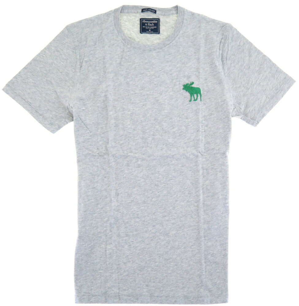 アバクロ Abercrombie & Fitch ビンテージ加工 ビッグムースワンポイント Tシャツ 320 グレー / M