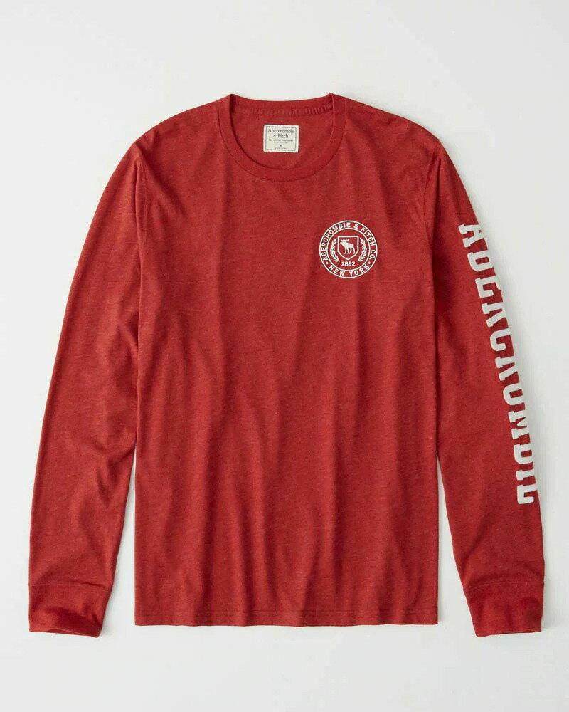 Abercrombie & Fitch アバクロ ビンテージ アップリケ ロゴ L/S 長袖 ロンTシャツ 323 赤RED / XXL