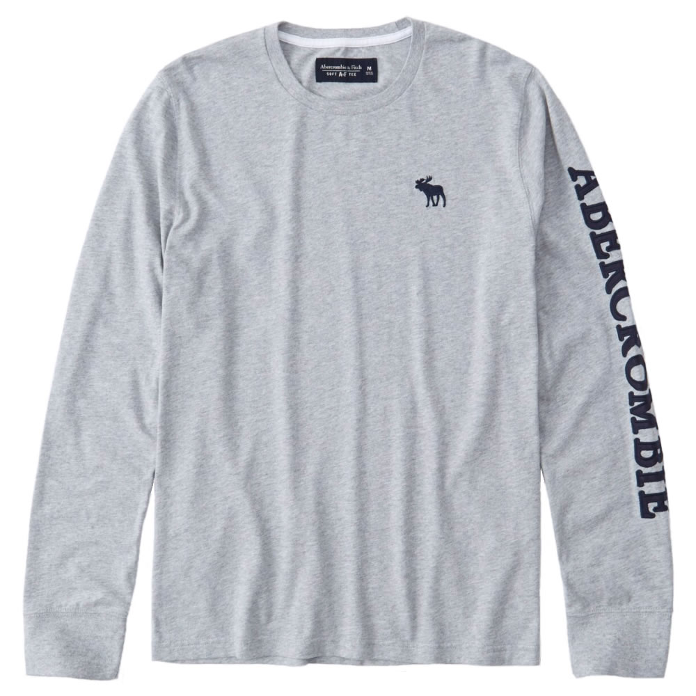 Abercrombie & Fitch アバクロ ビンテージ アップリケ ロゴ L/S 長袖 ロンTシャツ 325 グレーGREY / L