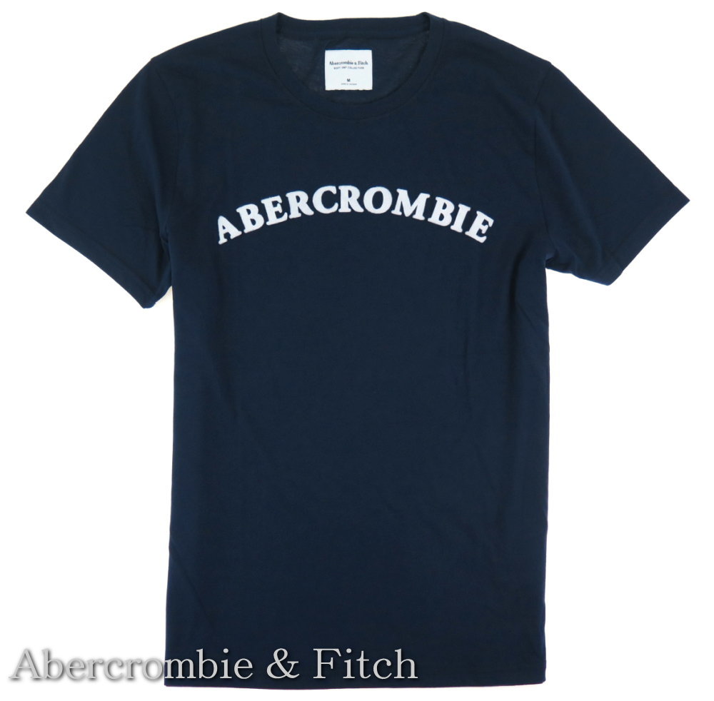 アバクロ Abercrombie & Fitch アップリケ ロゴ Tシャツ 339 紺 NAVY