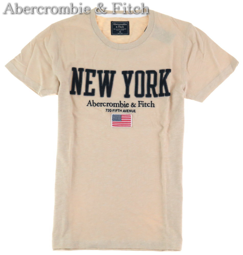 アバクロンビー&フィッチ Tシャツ メンズ Abercrombie & Fitch アバクロ アップリケロゴ ビンテージ加工 Tシャツ 360