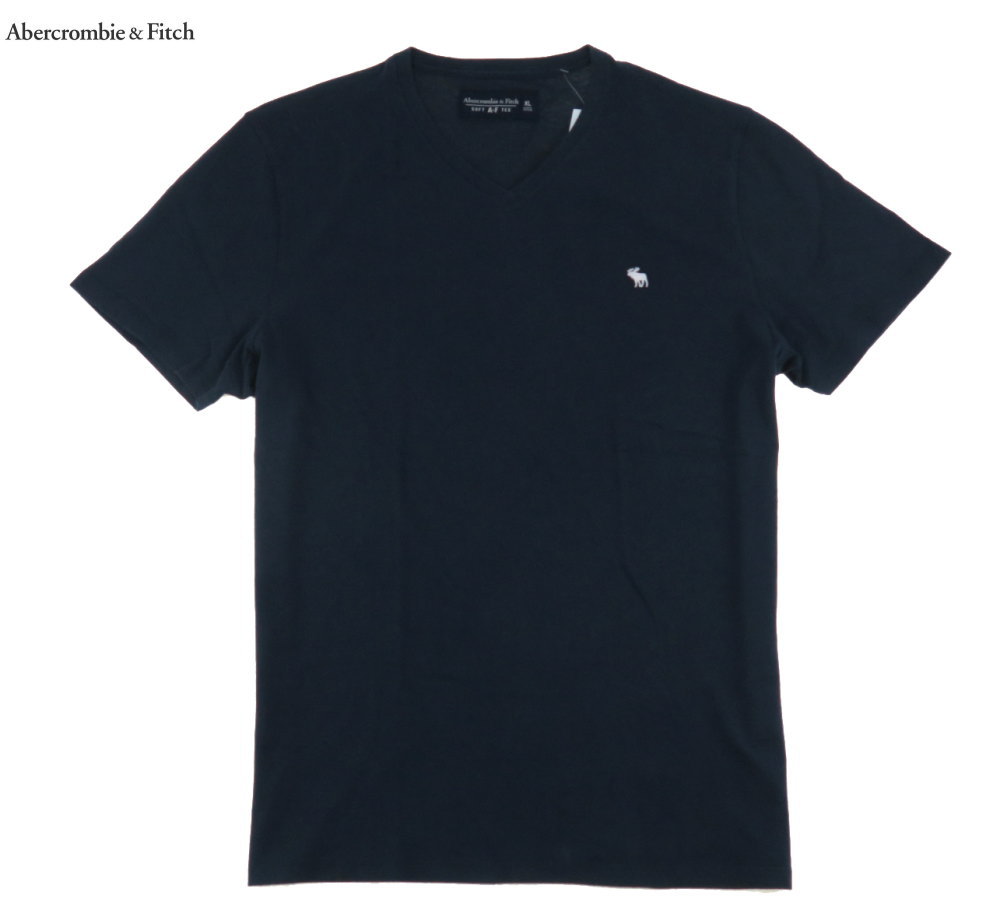 Abercrombie & Fitch アバクロ アイコン soft tee ソフト Vネック Tシャツ 370 紺/ XL