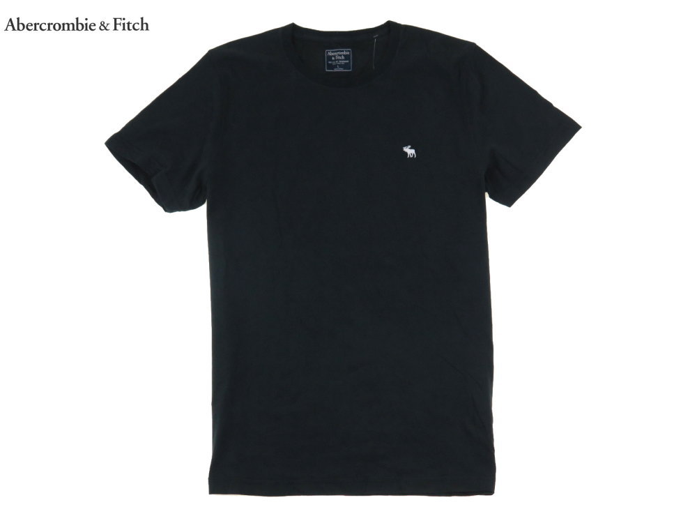 アバクロ Abercrombie & Fitch ワンポイント刺繍 Tシャツ ムース 372　黒 USサイズ