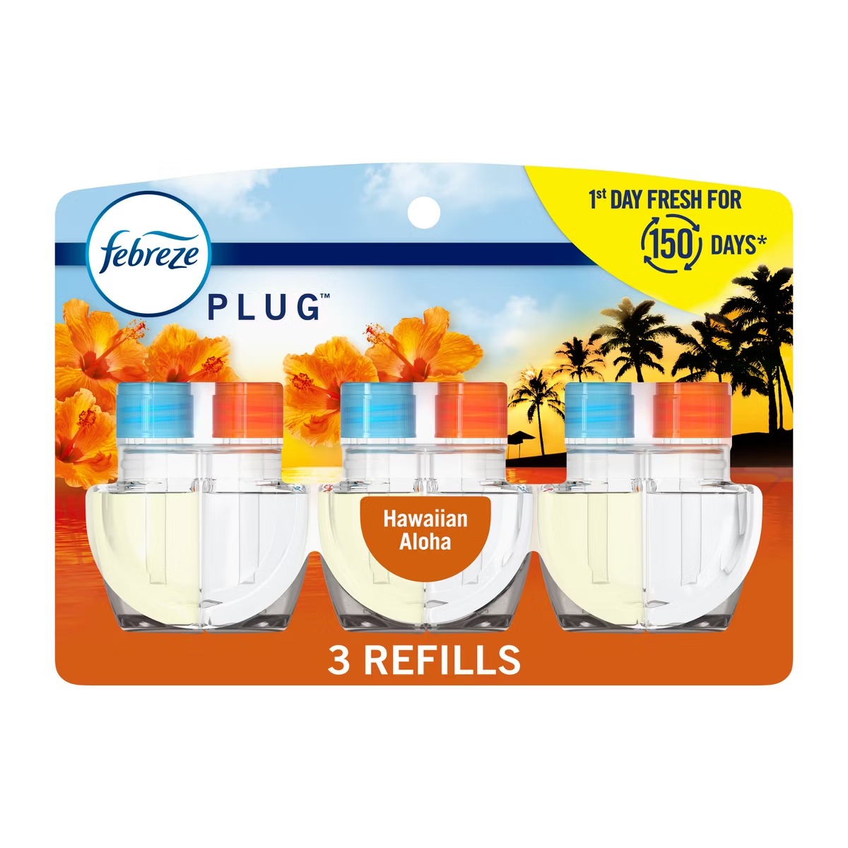 商品説明 Febreze NOTICEables with Hawaiian Aloha Dual Refill Air Freshener (3 Count, 1.75 Oz) 内容量：リフィル3個 ※こちらの商品は詰め替え用リフィルのみとなります 　ご使用にはファブリーズプラグインオイルウォーマー本体が必要になります 香りの持続時間：1リフィルあたり約50日（LOWでご使用の場合） ※こちらの商品はアメリカより直輸入商品の為、商品によってはパッケージに傷やへこみ・汚れ等がある場合がございます。予めご了承ください。