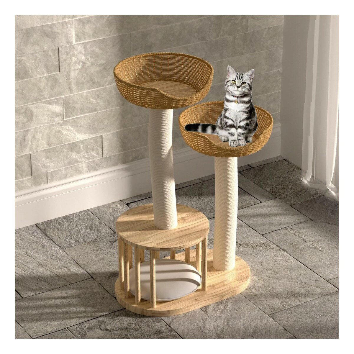 キャットタワー キャットタワー 据え置き スリム 大型猫 中型 小型 ミニ 多頭飼い ハンモック おしゃれ かわいい 爪とぎ おもちゃ 猫タワー ねこ 爪研ぎ 麻紐 子猫 シニア 省スペース コンパクト