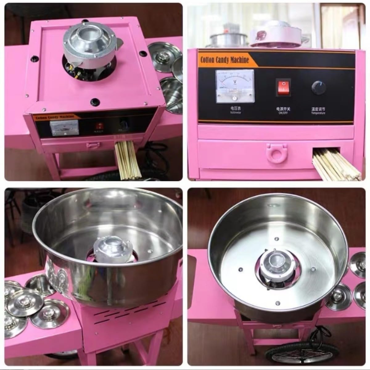 綿菓子製造機 110V 電気マシュマロマシン カート付き商業電気綿菓子機商業綿菓子機...