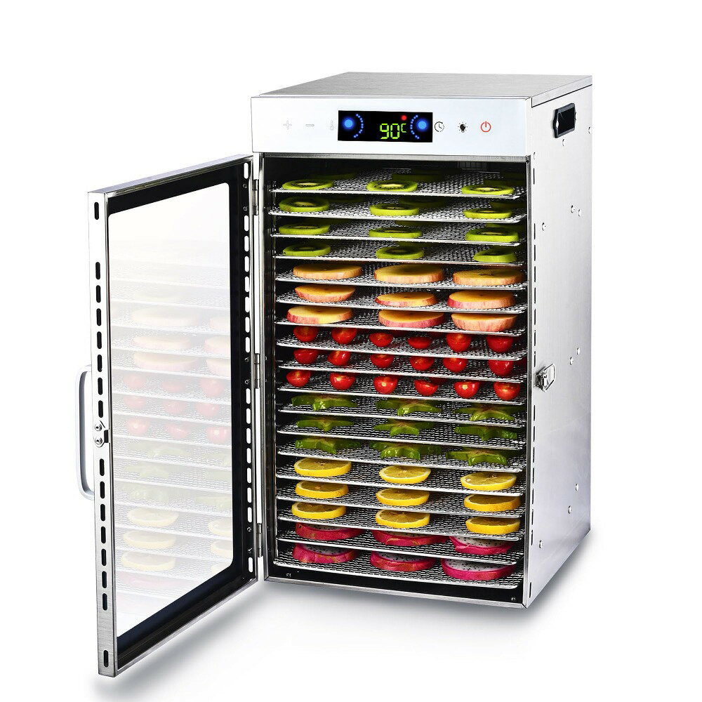 食品乾燥機 フードドライヤー 18層 ステンレス鋼 食品脱水機 果物 肉類 フード乾燥 タイマー付き 360°..