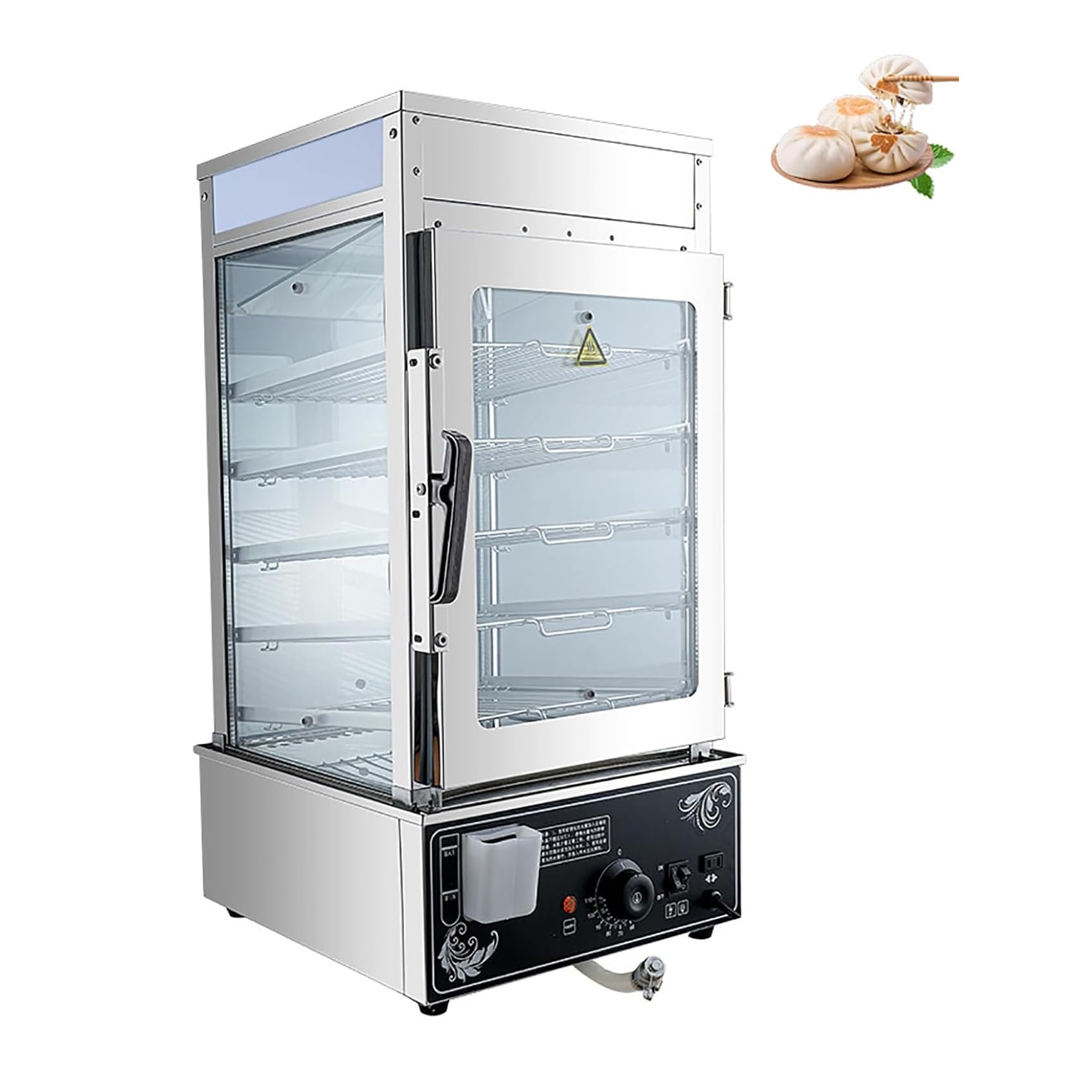 蒸し器 電気 業務用肉まん機 1200W 肉まんヒーター 電気フードヒーター 30-110℃温度調節 乾燥焼け防止 店舗・食堂で活躍 、蒸し器キャビネット、商業プラグイン加熱、コンビニエンスストアの朝食用蒸しパンキャビネット 5 層