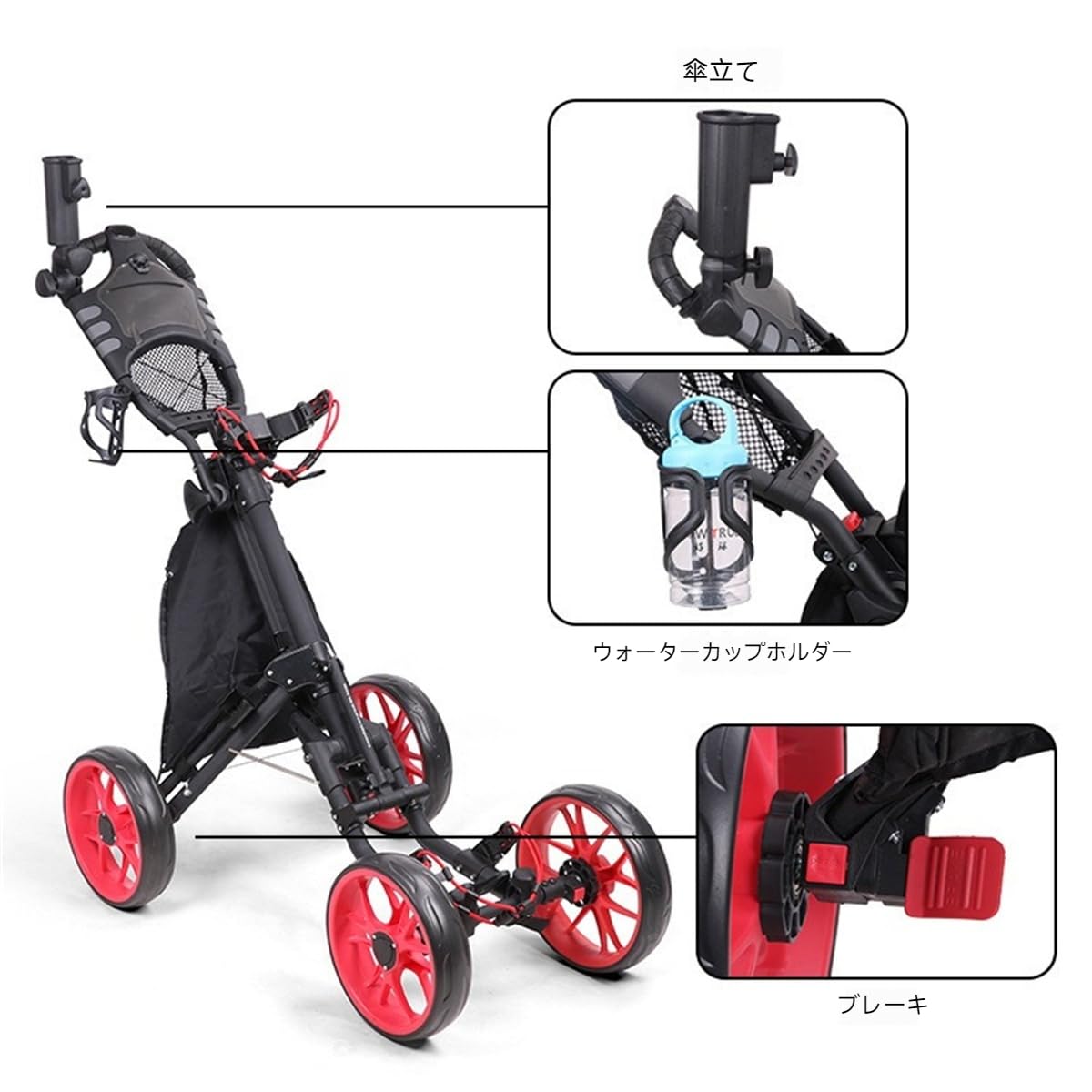 新登場メンズゴルフカート ゴルフプッシュプルカートゴルフ バッグ キャリー ボー...