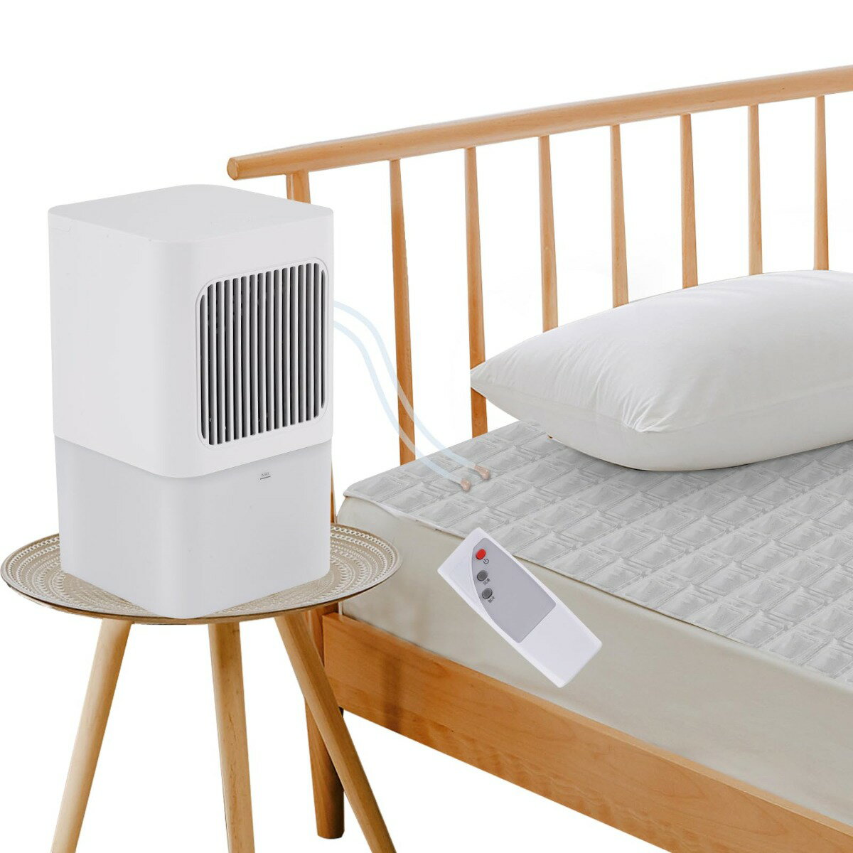 電気冷却マット 水冷マット 水循環マット 折りたたみ可能 160×70cm 5V・6W 猛暑対策 風速調整可能 Type-C 水が流れる冷却マットレス アイスマット 注水式敷きパッド 冷感マットレス 残水量が確認可能 リモコン操作可能 アパート 寮 車内(シングル（160cm×70cm）, グレー)