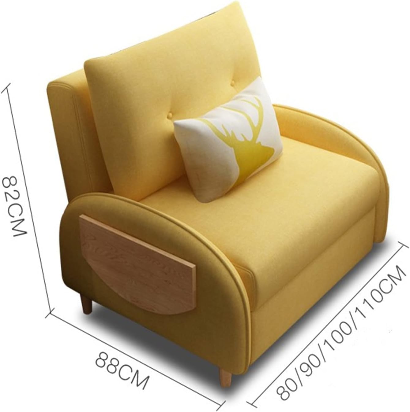 ソファーベッド 折りたたみ式ソファベッド ソファーベッド 折りたたみソファーシングルパーソンリビングルーム二重目的スモールアパート多機能ベッドルーム研究折りたたみベッドソファ お昼寝に最適 (100x82x88cm) イエロー 100x82x88cm [2]