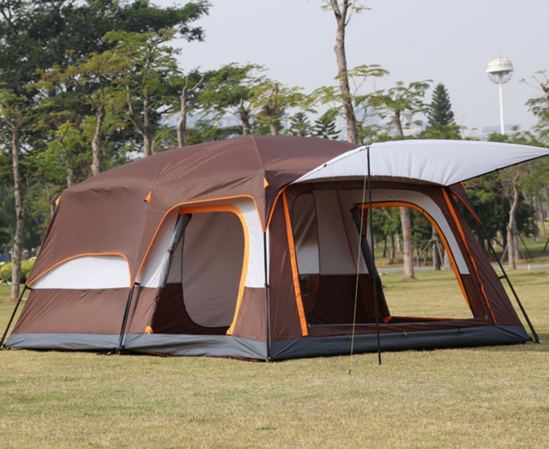 テント キャンピングテント ドームテント 2ルーム 大型 4-6人用 二重層 設営簡単 耐水圧3000mm uvカット加工 キャンプ アウトドア 前室付く UPF 50+ メッシュ窓付き ファミリー キャンプ バーベキュー BBQ 公園 花見 ハイキング 防災 [並行輸入品]
