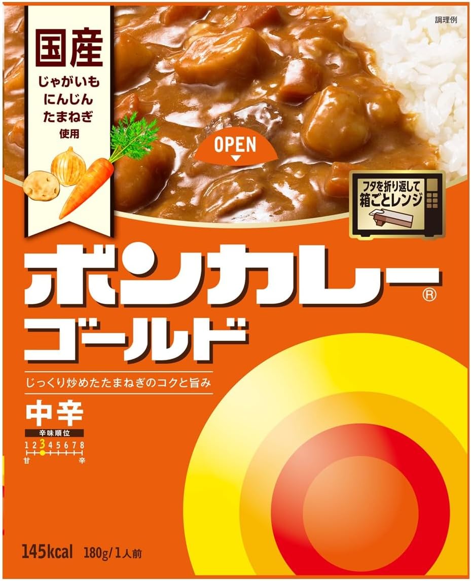 商品紹介 国産のじゃがいも・たまねぎ・にんじんを使用。あめ色になるまで炒めたたまねぎの深い味わいをベースにビーフのコクと旨味がとけこんだカレー。保存料不使用。箱ごと電子レンジ調理対応。 原材料・成分 野菜(じゃがいも(国産)、にんじん)、ソテーオニオン、牛肉、小麦粉、食用油脂、砂糖、ブイヨン(ビーフ、チキン、ポーク)、チャツネ、食塩、カレー粉、カレーペースト、りんごペースト、脱脂粉乳、乳等を主要原料とする食品、香辛料、ソテーオニオンエキス、酵母エキス、エシャロットペースト/増粘剤(加工デンプン)、調味料(アミノ酸等)、カラメル色素、酸味料、パプリカ色素、リンゴ抽出物、香料、(一部に小麦・乳成分・牛肉・大豆・鶏肉・バナナ・豚肉・りんごを含む)