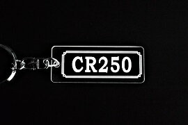 A-852 CR250 アクリル製 クリア シルバー2重リングオリジナルキーホルダー ホンダ マフラー ハンドル 外装 ミラー カスタム パーツ 等のアクセサリー