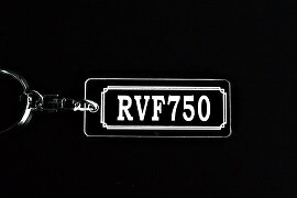 A-884 RVF750 アクリル製 クリア シルバー2重リングオリジナルキーホルダー ホンダ マフラー ハンドル 外装 ミラー カスタム パーツ 等のアクセサリー