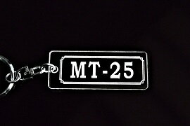 A-954 MT-25 アクリル製 クリア シルバー2重リングオリジナルキーホルダー ヤマハ マフラー ハンドル ..