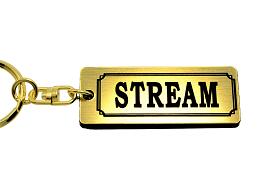 AA-269-1 STREAM アクリル製 金黒 ゴールド2重リング キーホルダー ホンダ ストリーム マフラー ハンドル 外装 ミラー カスタム パーツ 等のアクセサリー