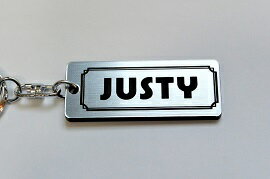 A-509-2 JUSTY アクリル製 銀黒 2重リングオリジナルキーホルダー スバル ジャスティ カスタム パーツ