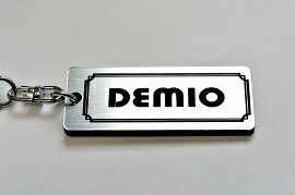 A-543-2 DEMIO アクリル製 銀黒 2重リングオリジナルキーホルダー マツダ デミオ dj de dy dw 前期 後期 カスタム パーツ