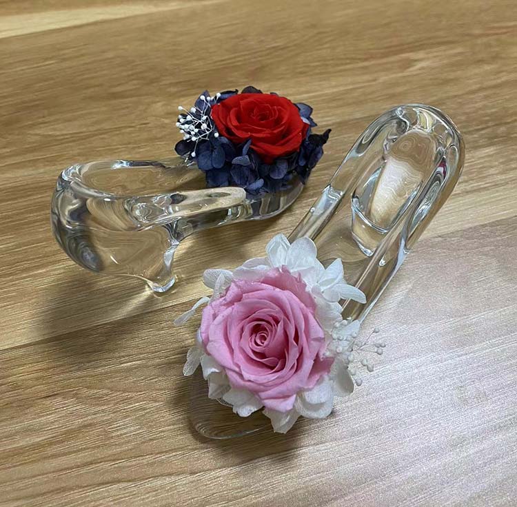 プリザーブドフラワー ガラスの靴 母の日 結婚祝い 電報 発表会 出演祝い 卒園祝い...