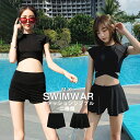 水着 フィットネス レディース セット 半袖 Tシャツ 体型カバー 運動 スポーツ 半袖 ショートパンツ 短パン レギンス 水陸両用 競技 M/L/XL/2XL...