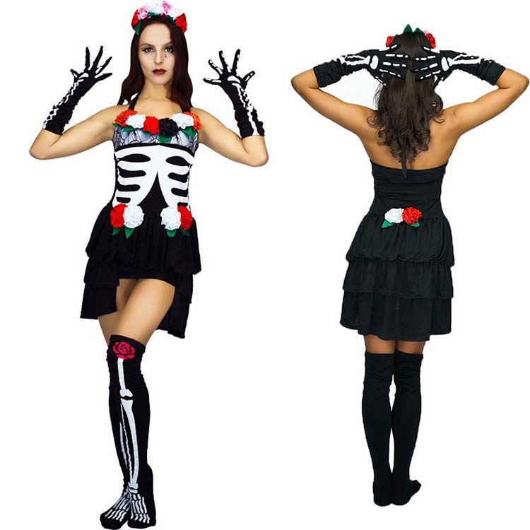 送料無料 女性用 大人用 ハロウィン衣装 骨 ホラー 骸骨 どくろ コスプレ コスチューム ハロウィン 衣装 ハロウィン 仮装 コスチューム 衣装 仮装 大人用...