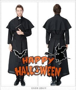 M〜XL Men's 教会 ハロウィン 衣装 神父 伝道師 男性用 メンズ用 バンパイア ハロウィーン 王様ハロウィン衣装 神父 コスプレ 伝道師 コスチューム