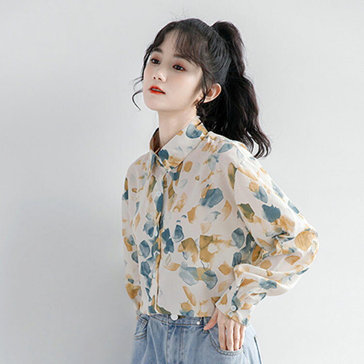 シャツ レディース 花柄 シフォン 長袖 トップス きれいめ レトロ 韓国 ファッション アクセント 大人 おしゃれ 総柄 学生 通学 オフィス ビジネス フォーマル トップス コーデ 通勤 OL デート ファッション 春 夏 秋 冬 10代 20代 30代 40代 送料無料 friday8shop-10001679 KimuraOnlineShop サンプル画像3